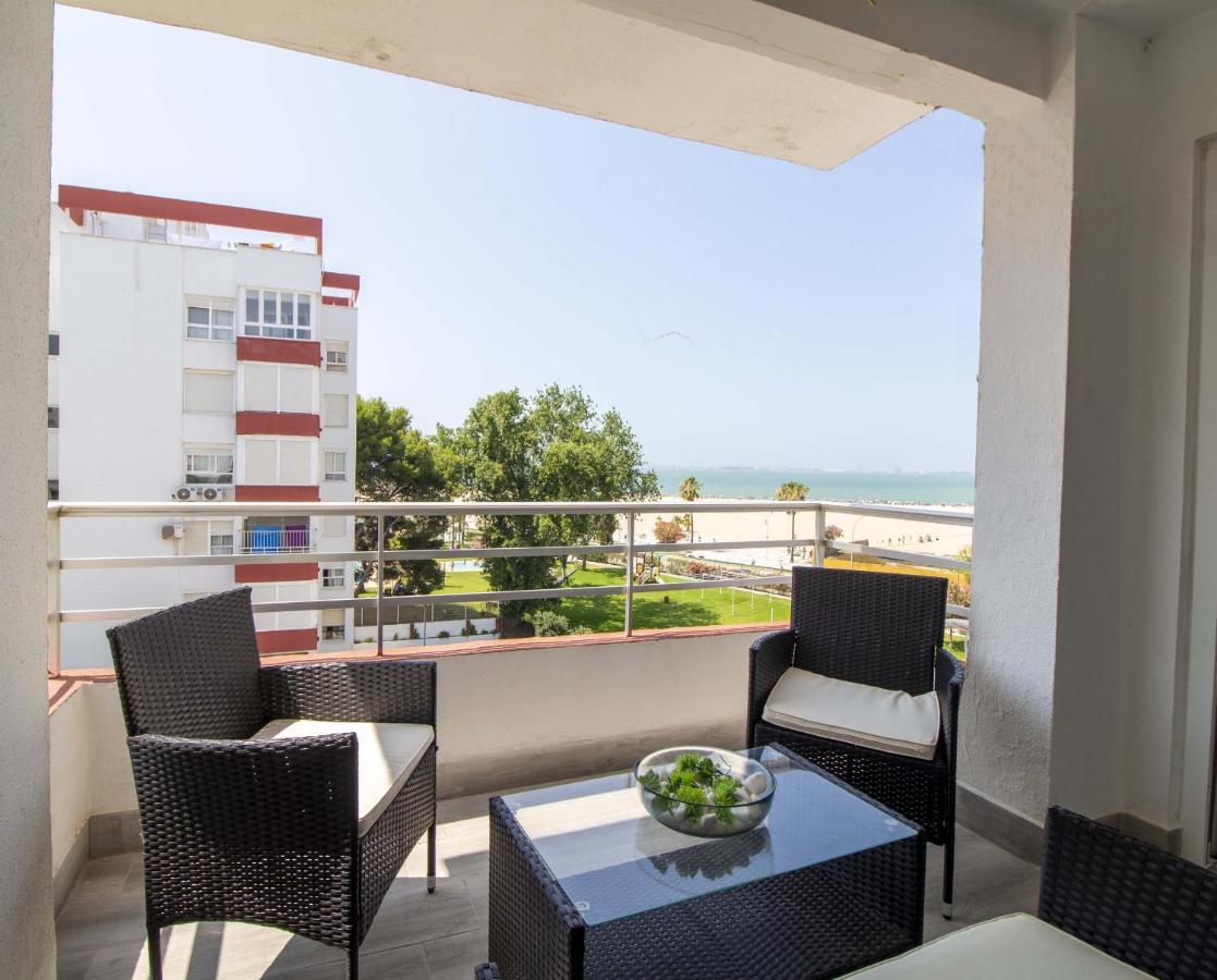 Primera línea de playa terraza y vista al mar El Puerto de Santa María Exterior foto